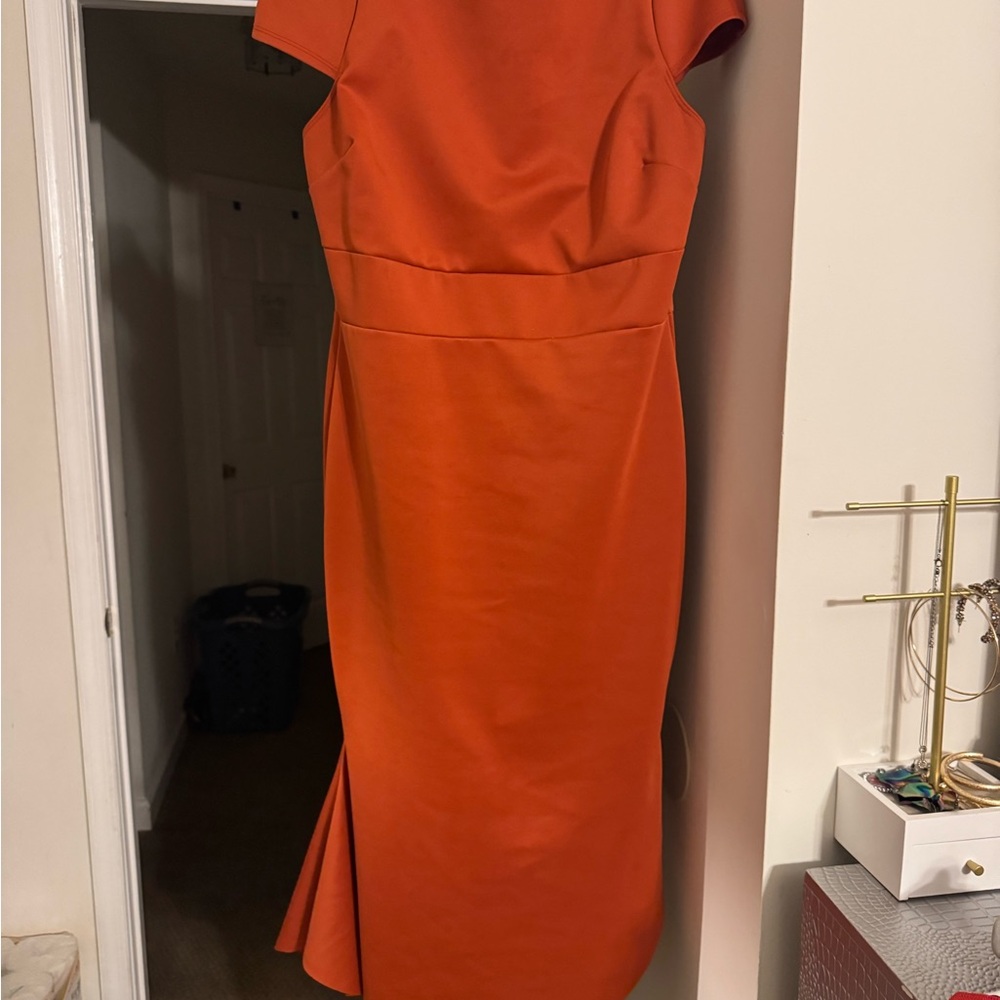 Elegant Asymmetrical Orange Dress